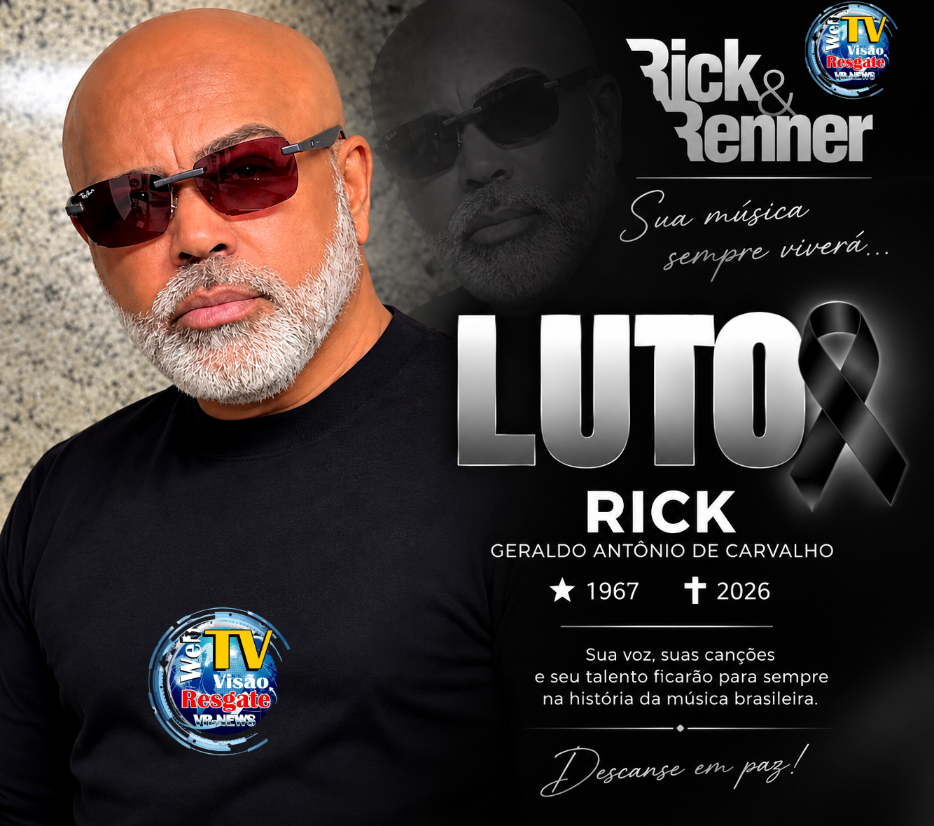 MORRE AOS 59 ANOS RICK, DA DUPLA RICK & RENNER, APÓS QUEDA DE HELICÓPTERO EM SANTA CATARINA.