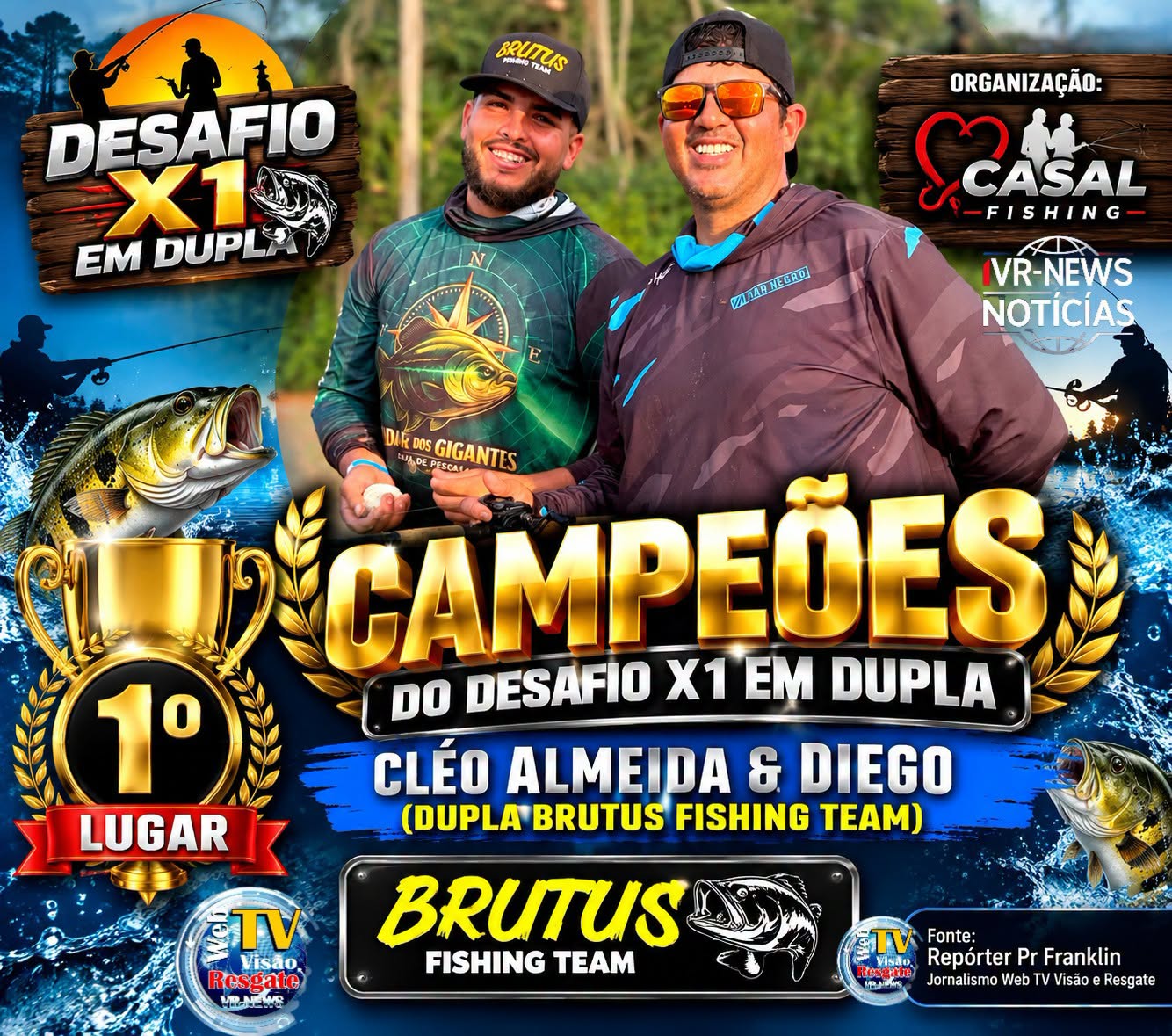 CLÉO ALMEIDA & DIEGO, DA DUPLA BRUTUS FISHING TEAM, CONQUISTAM O 1º LUGAR NO DESAFIO X1 EM DUPLA!