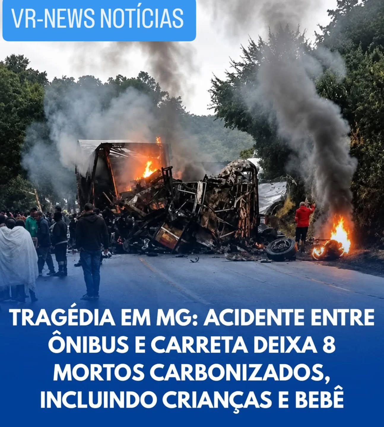 Tragédia na BR-251: acidente entre ônibus e carreta deixa 8 mortos carbonizados no Norte de Minas.